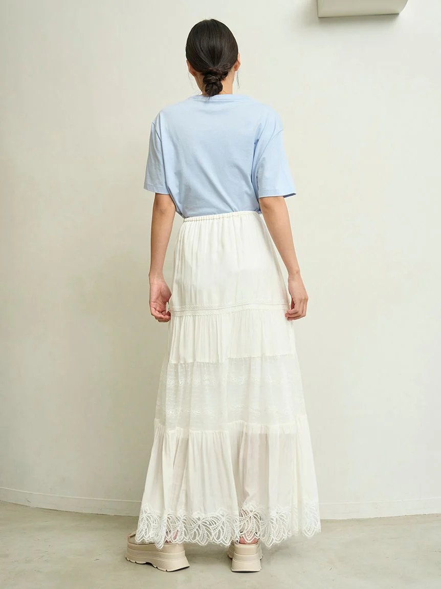 Boho Lace High-Waisted Ruffled Maxi Skirt - Image 10