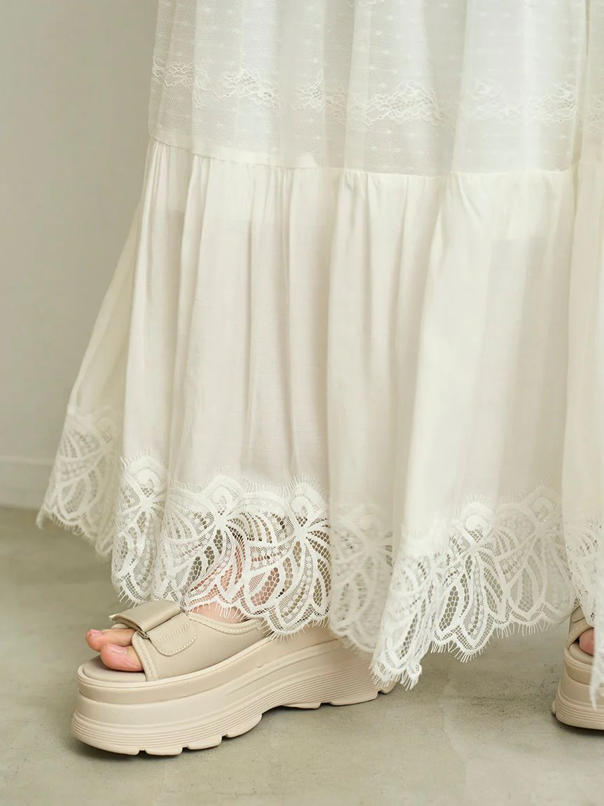 Boho Lace High-Waisted Ruffled Maxi Skirt - Image 12