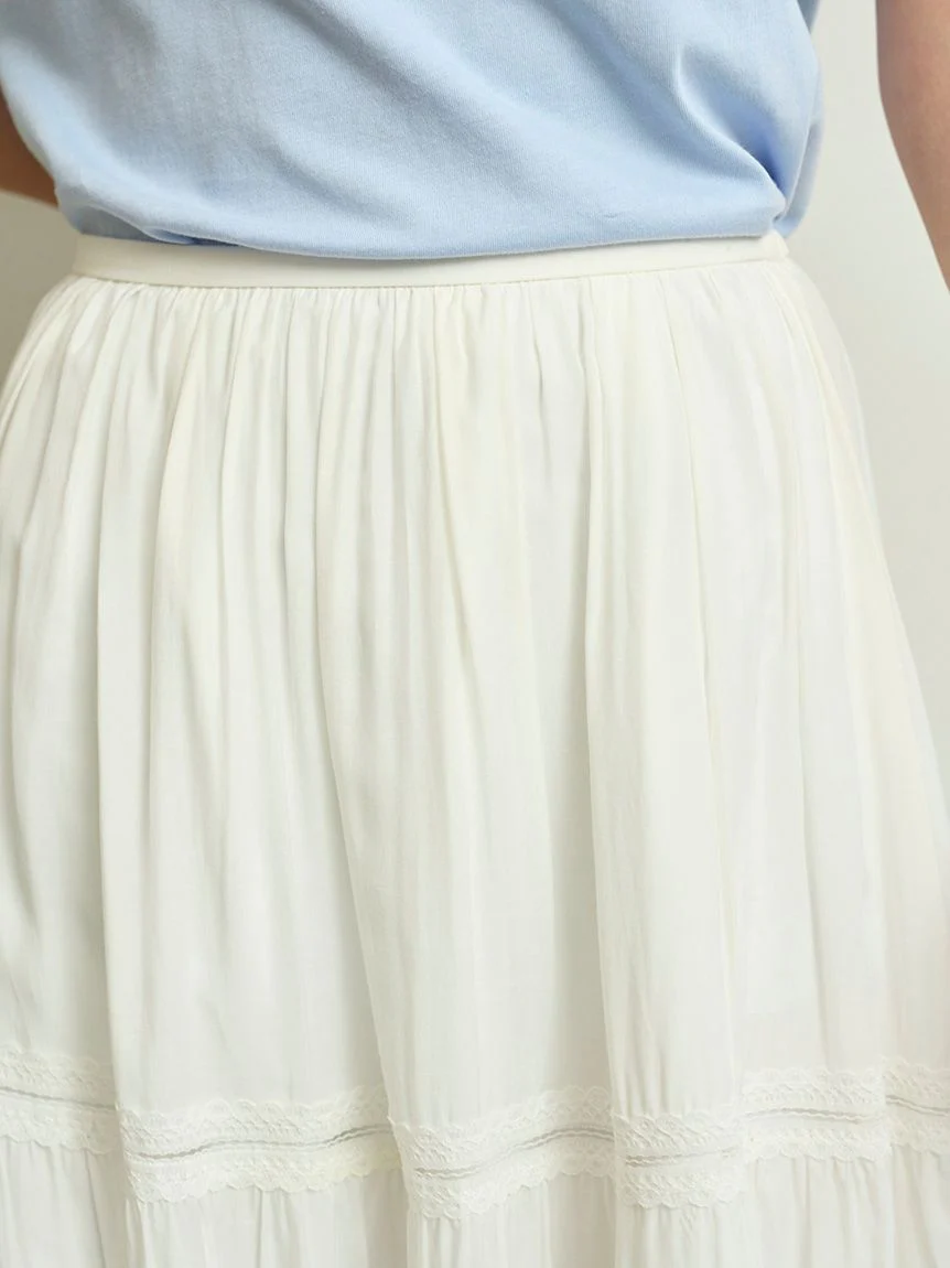 Boho Lace High-Waisted Ruffled Maxi Skirt - Image 13