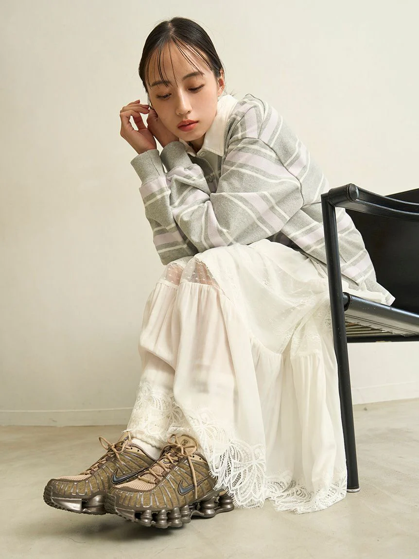 Boho Lace High-Waisted Ruffled Maxi Skirt - Image 6