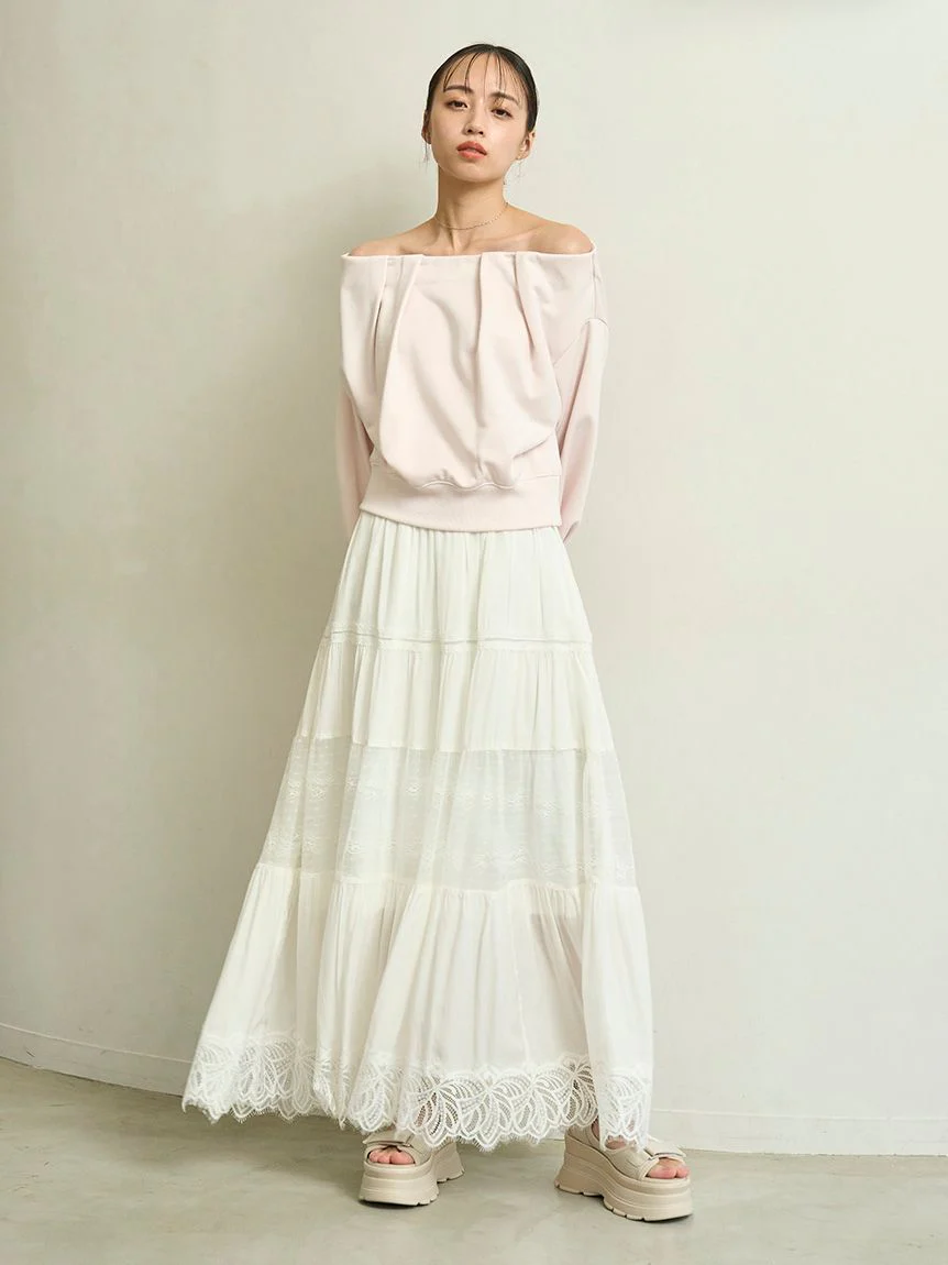 Boho Lace High-Waisted Ruffled Maxi Skirt - Image 7