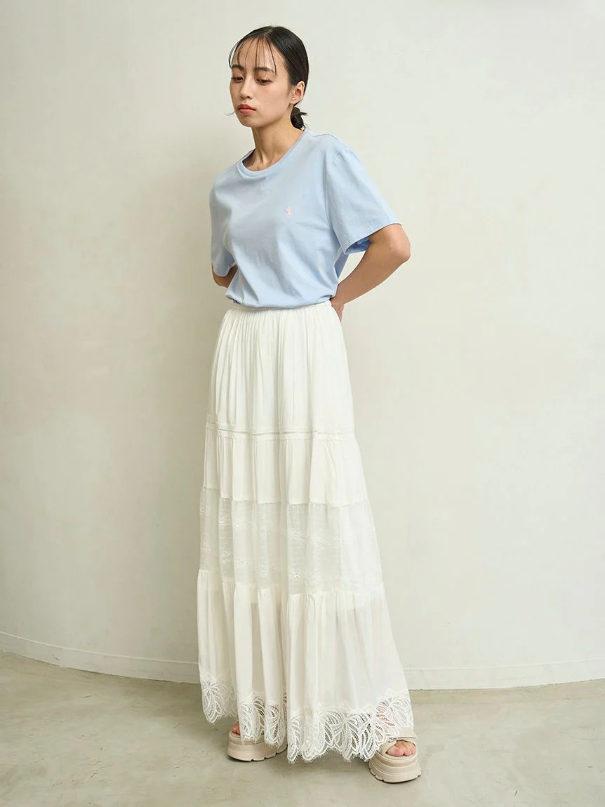 Boho Lace High-Waisted Ruffled Maxi Skirt - Image 8