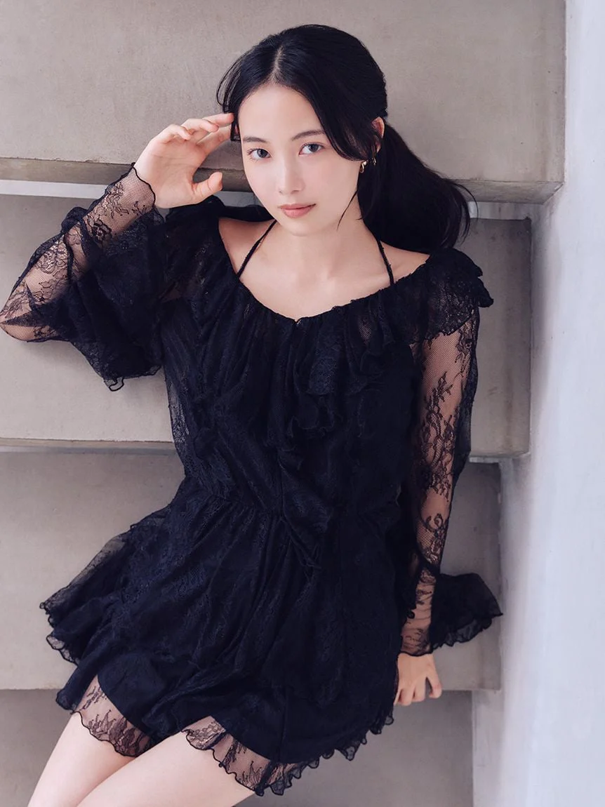 Chiffon Frill Mini Combo Dress - Image 11