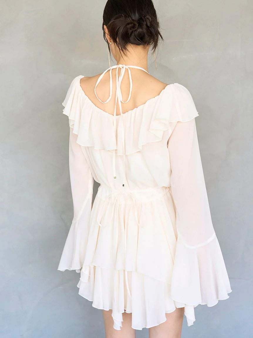 Chiffon Frill Mini Combo Dress - Image 12