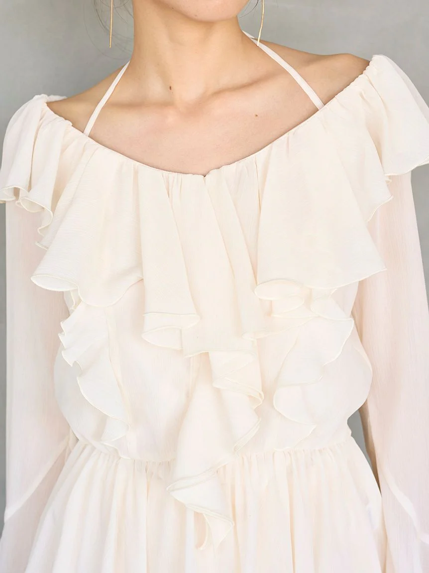 Chiffon Frill Mini Combo Dress - Image 14