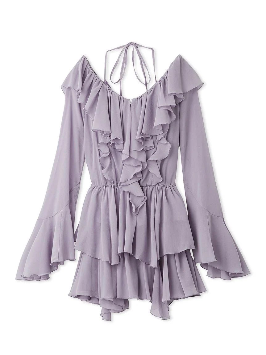 Chiffon Frill Mini Combo Dress - Image 3