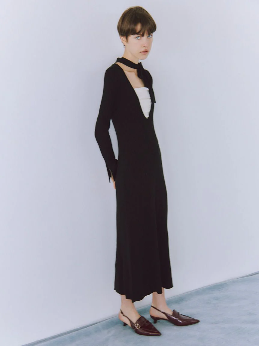 Choker Detail Maxi Knit Dress - Image 12
