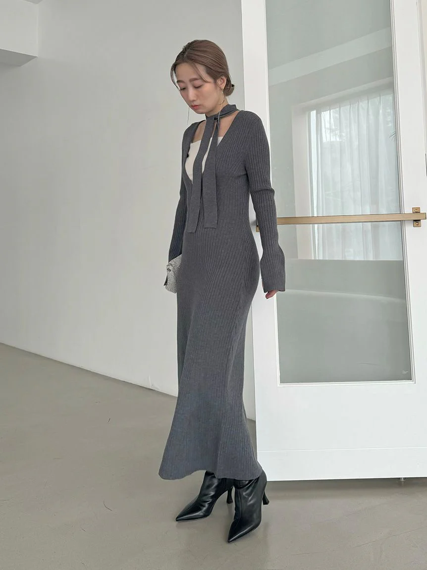 Choker Detail Maxi Knit Dress - Image 6
