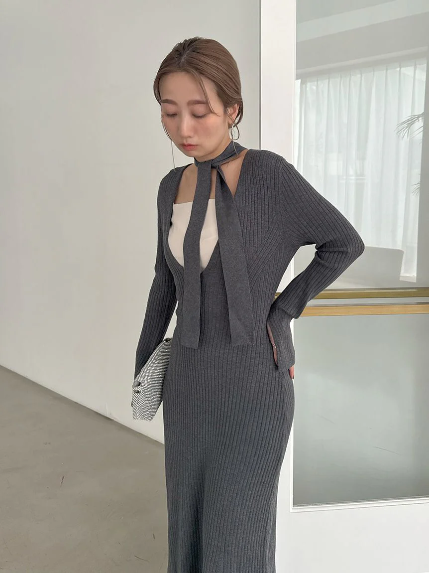 Choker Detail Maxi Knit Dress - Image 7