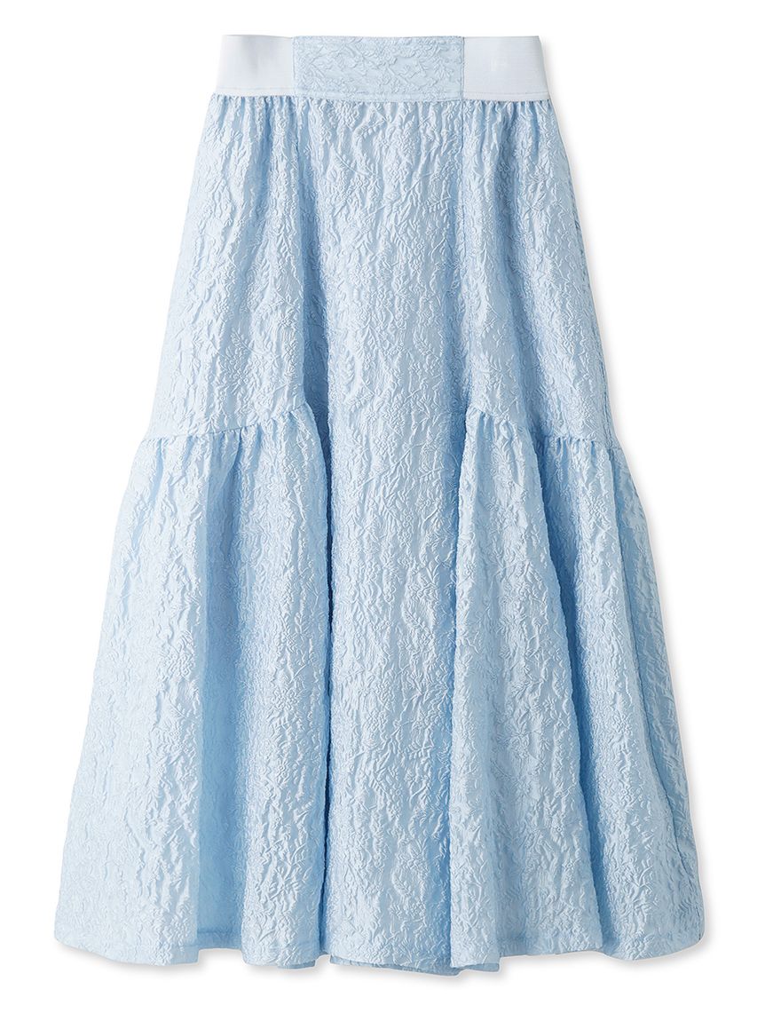 Embossed Jacquard Volume Gather Midi Skirt - Image 3