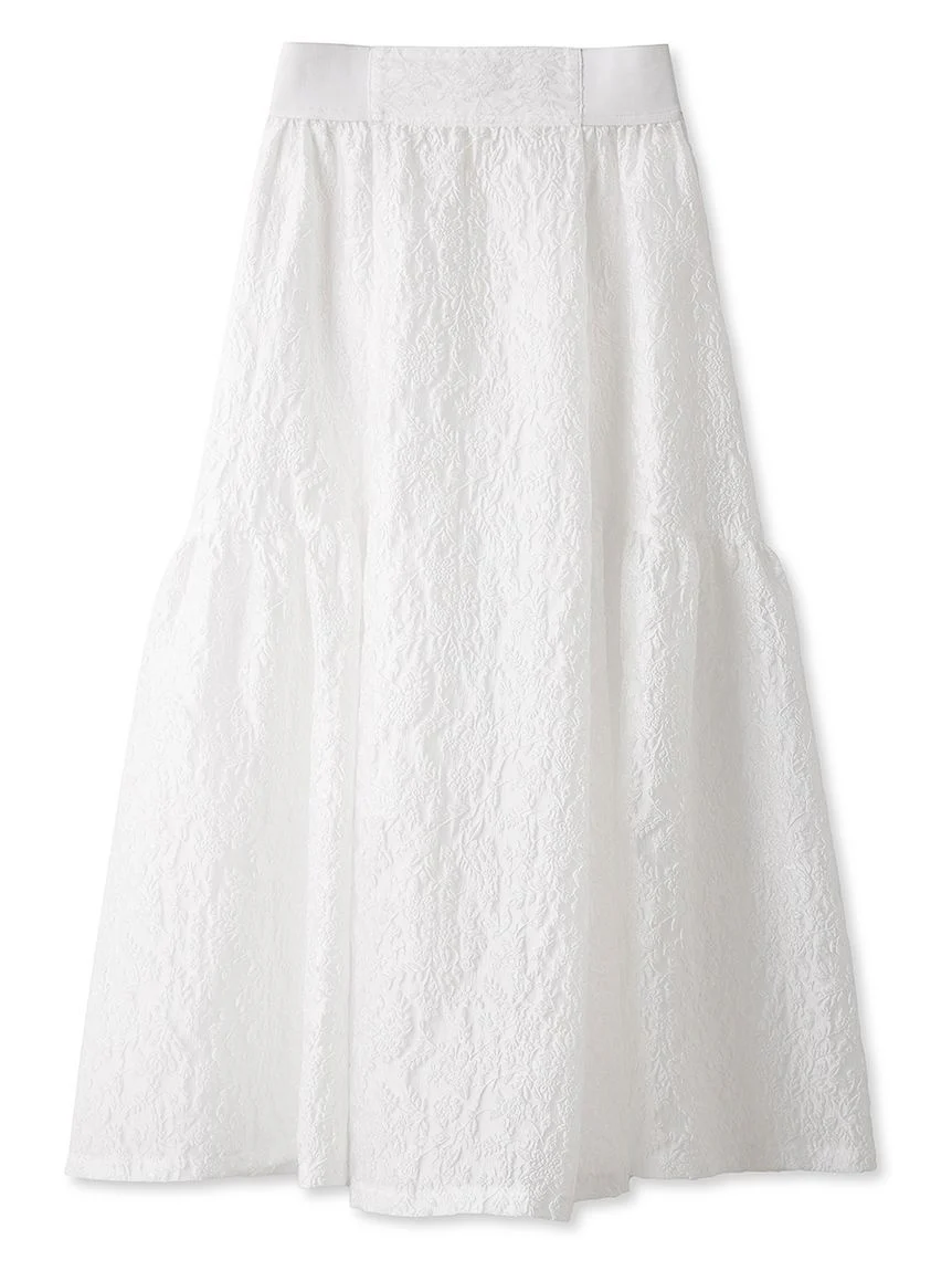 Embossed Jacquard Volume Gather Midi Skirt - Image 4