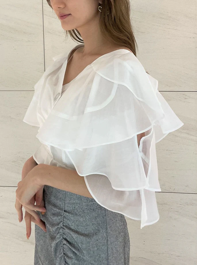 Tiered Ruffles Crop Blouse - Image 4