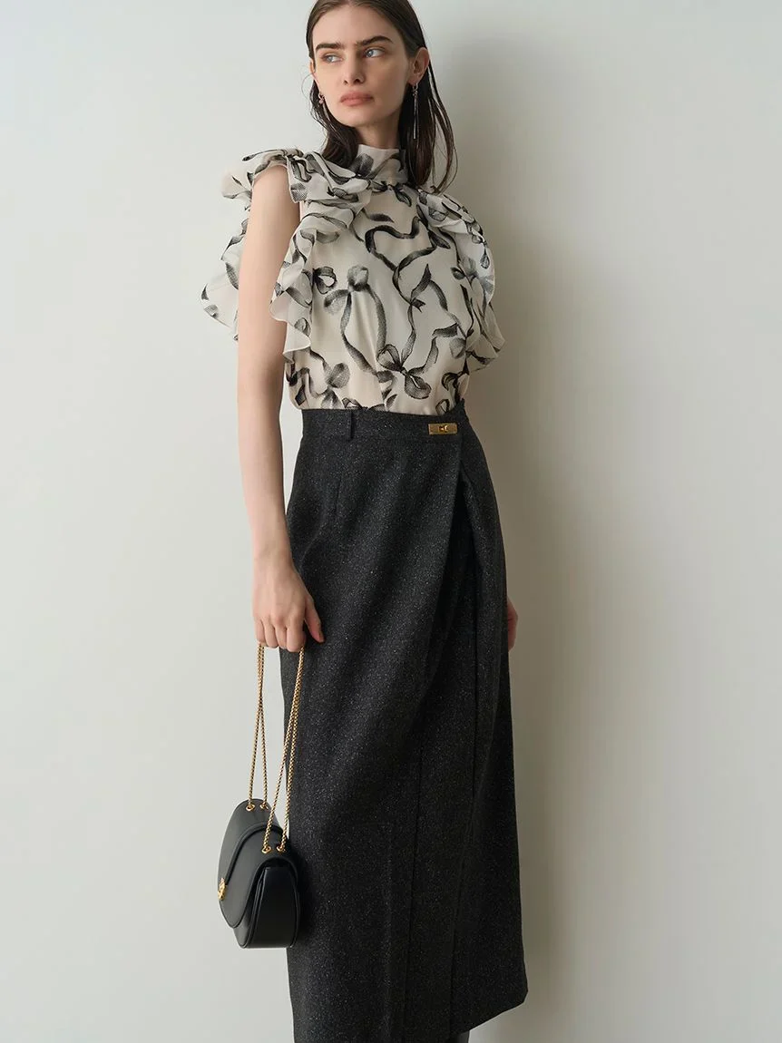 Front Slit High-Waist Wrap Skirt - Image 5