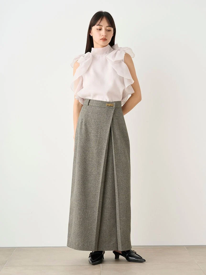Front Slit High-Waist Wrap Skirt - Image 6