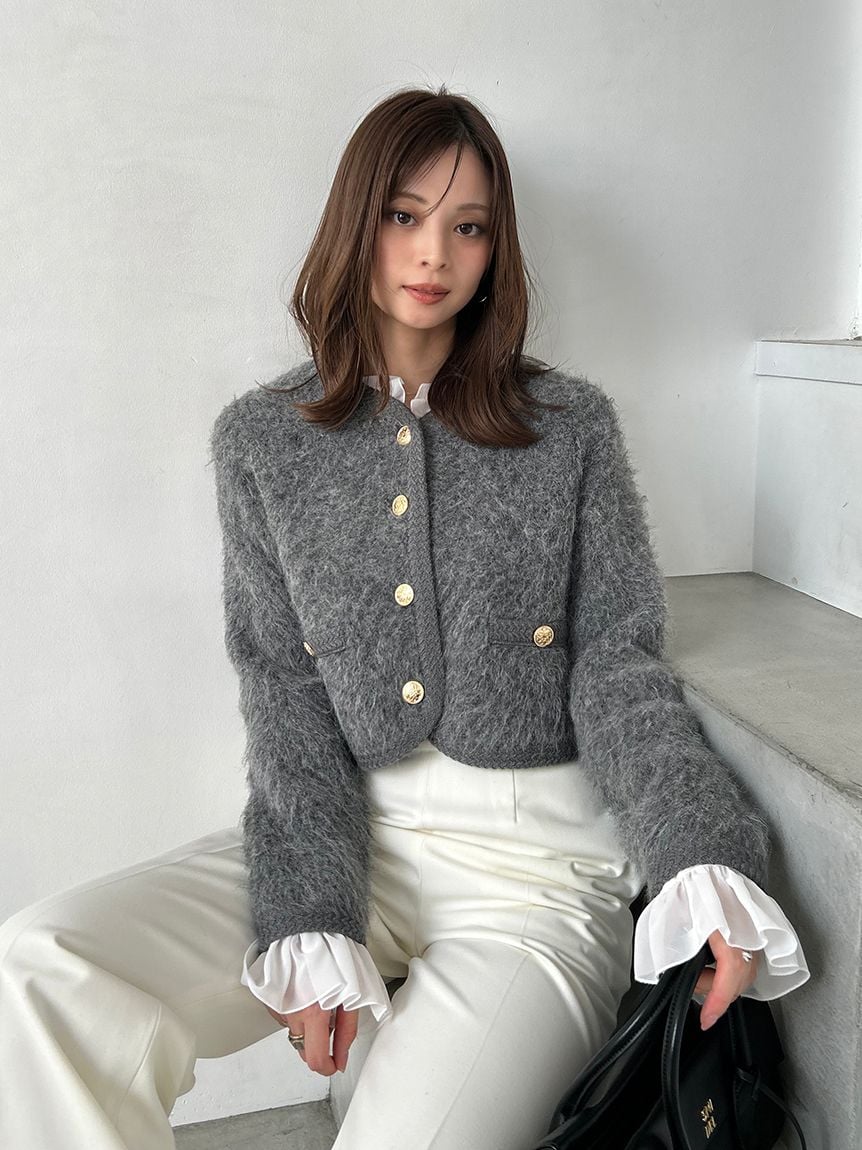 Fur-Like Frill Knit Jacket - Image 11