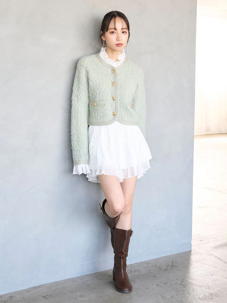 Fur-Like Frill Knit Jacket - Image 29