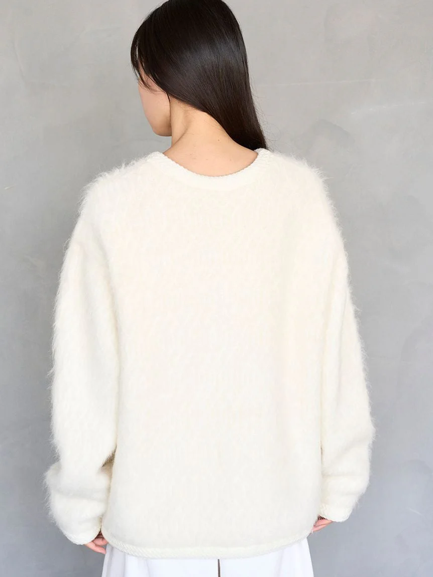 Fur-Like Midi Knit Jacket - Image 10