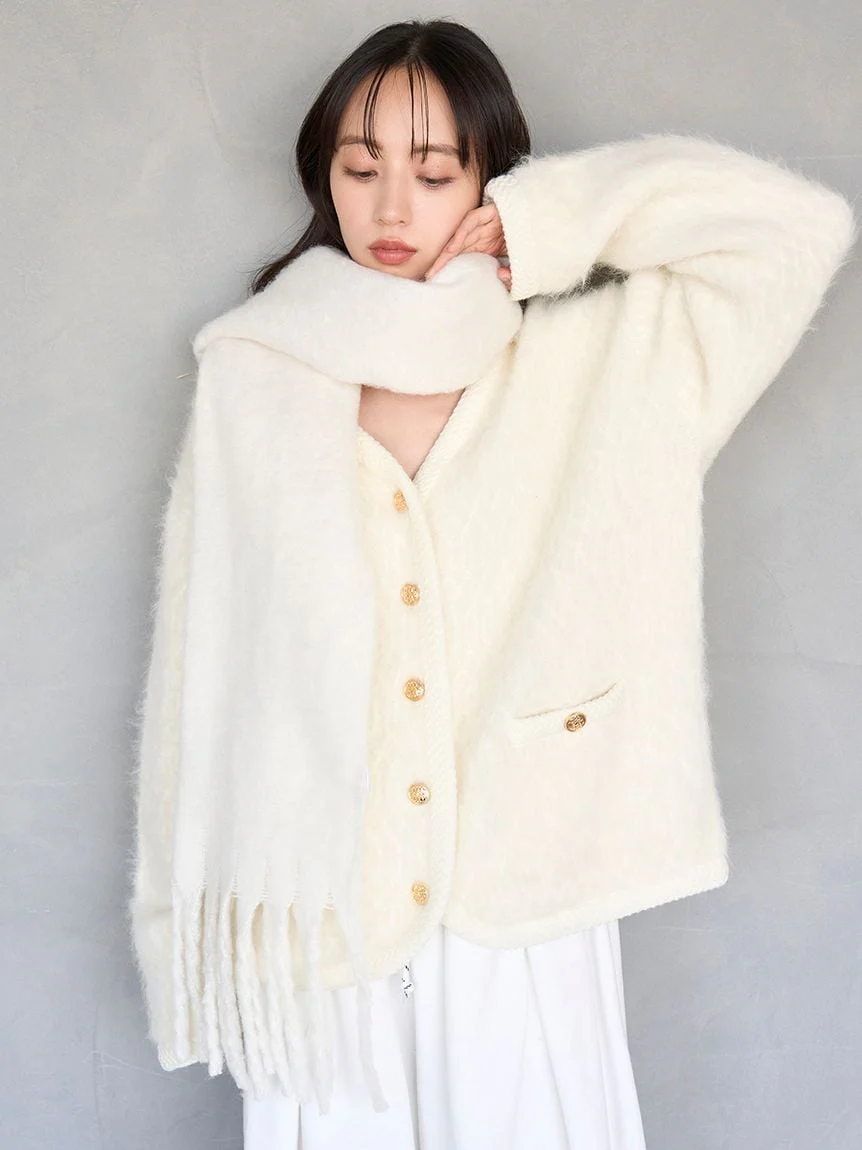 Fur-Like Midi Knit Jacket - Image 12