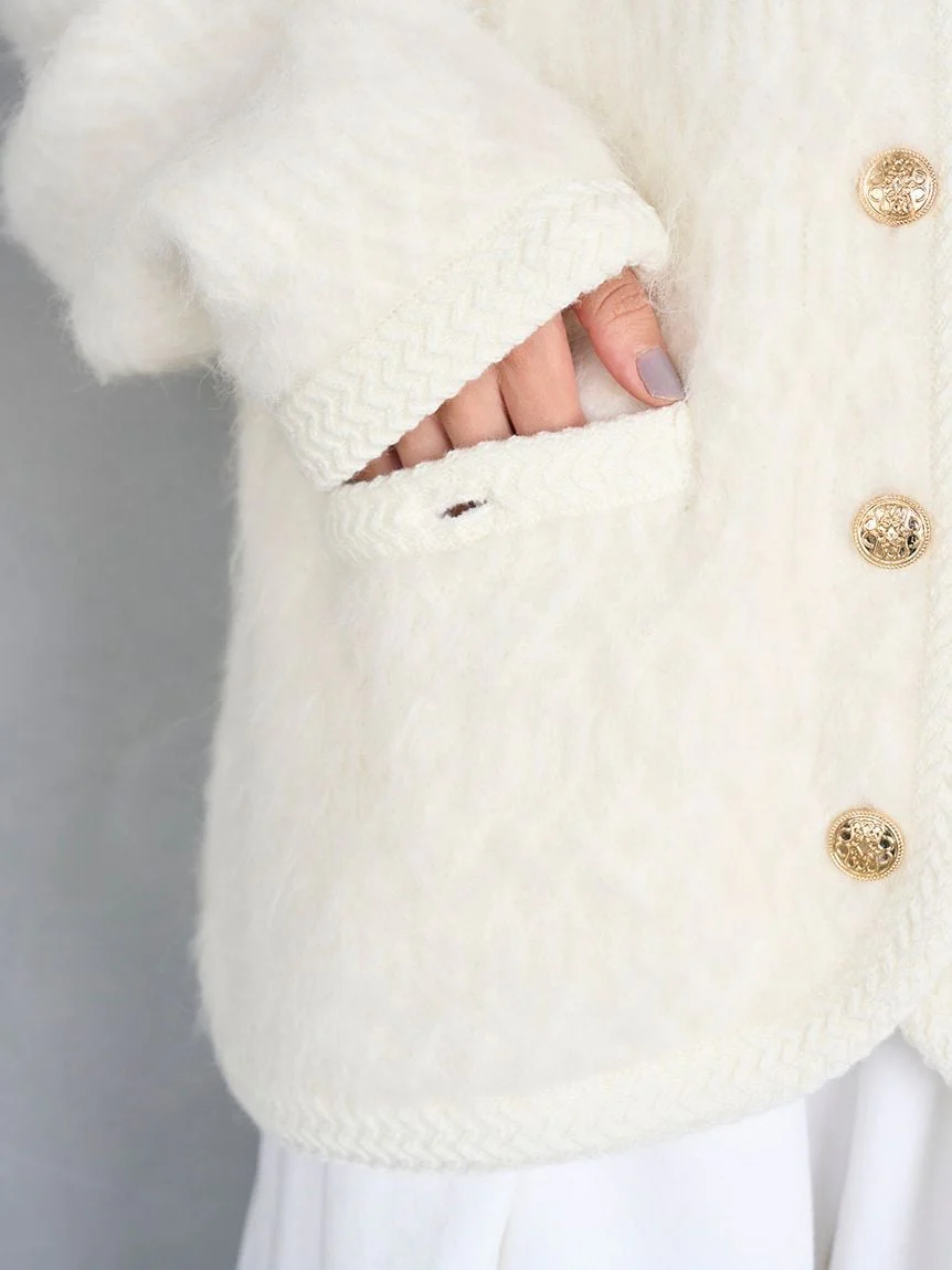 Fur-Like Midi Knit Jacket - Image 15