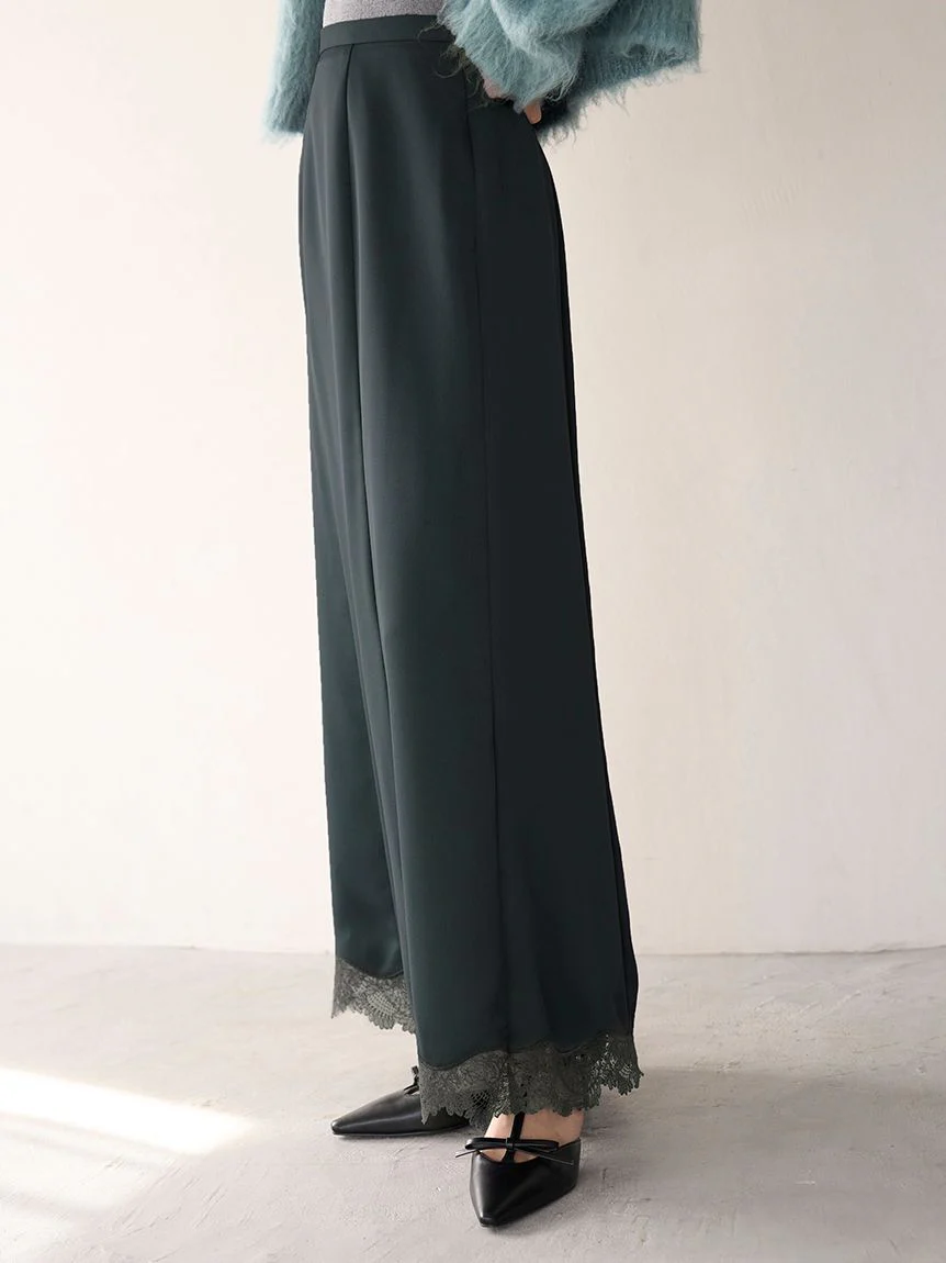Hem Lace Satin Pencil Skirt - Image 10