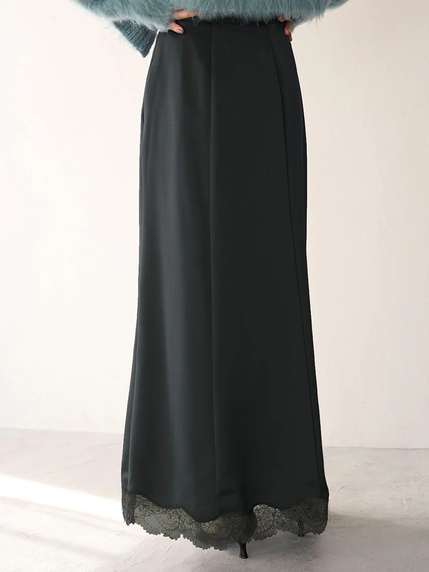 Hem Lace Satin Pencil Skirt - Image 11
