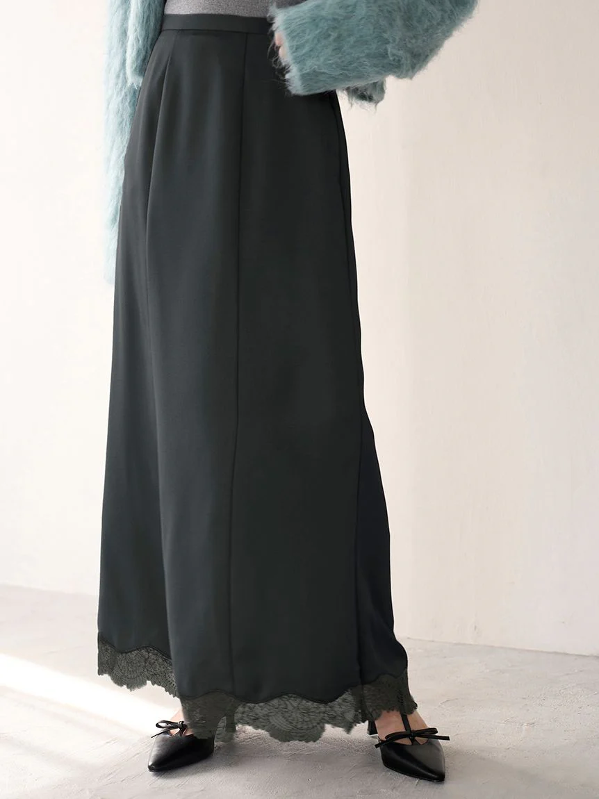 Hem Lace Satin Pencil Skirt - Image 12