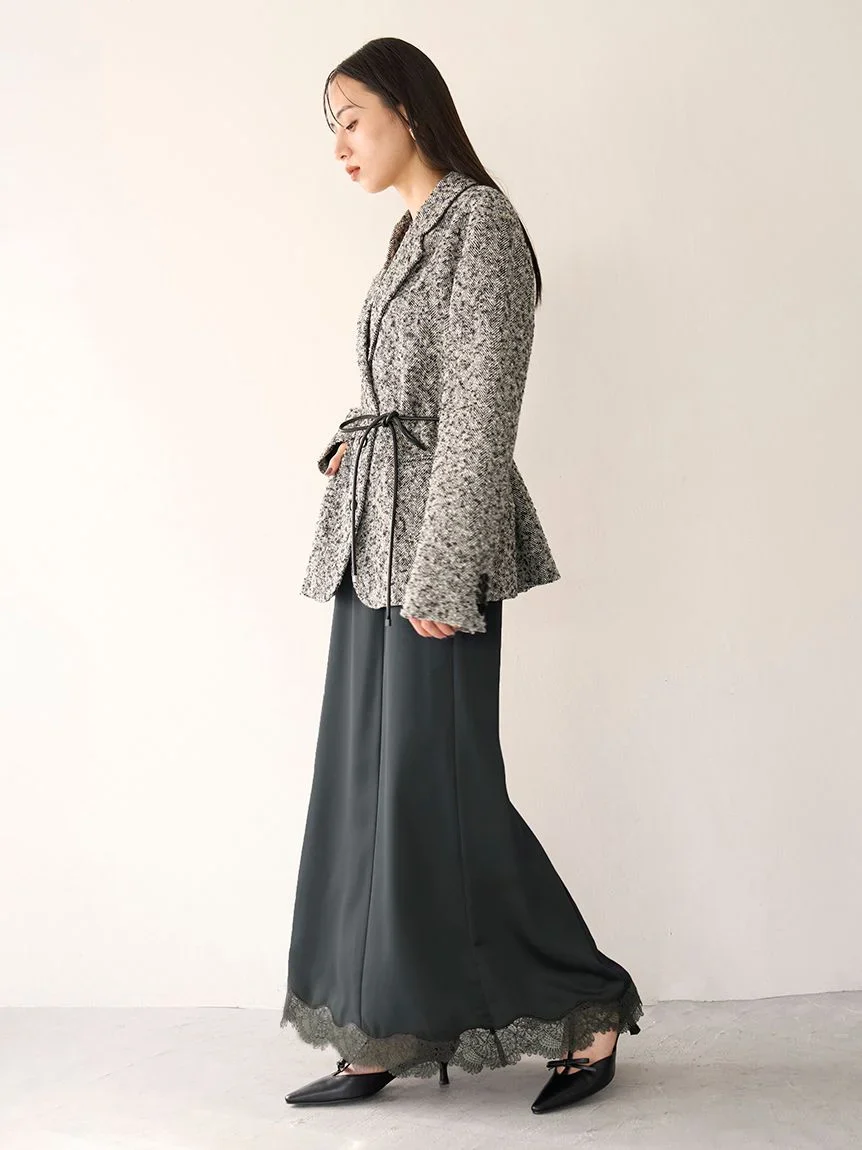 Hem Lace Satin Pencil Skirt - Image 3