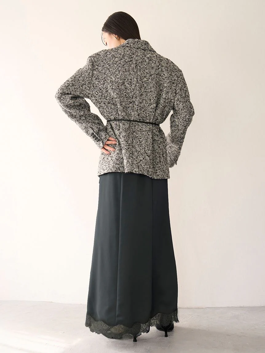 Hem Lace Satin Pencil Skirt - Image 4