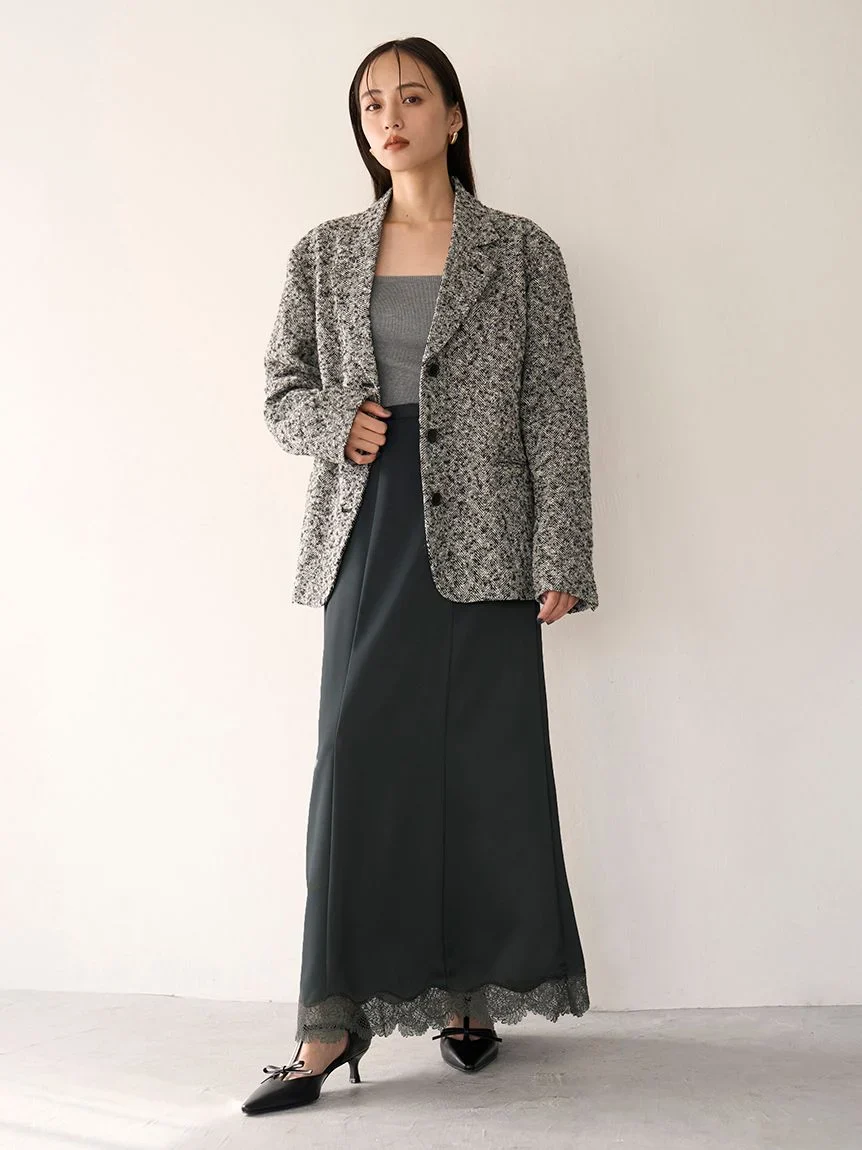 Hem Lace Satin Pencil Skirt - Image 5