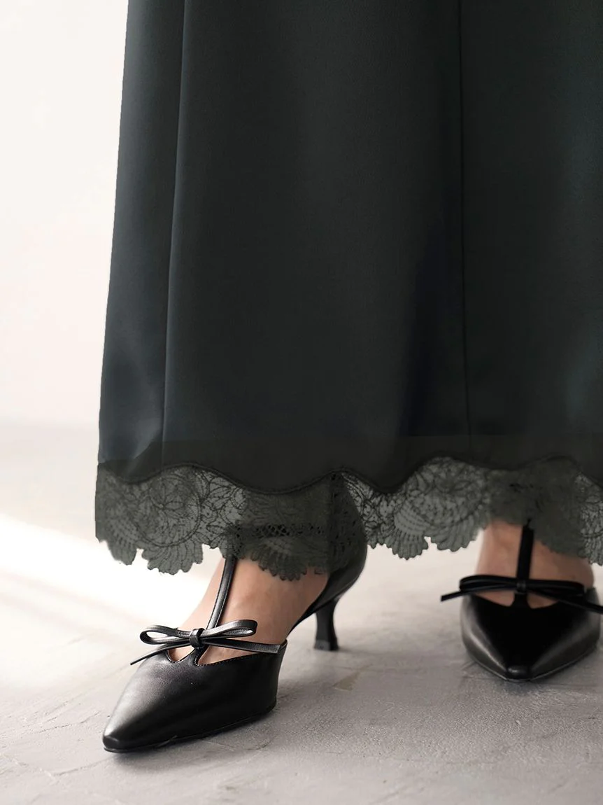 Hem Lace Satin Pencil Skirt - Image 8