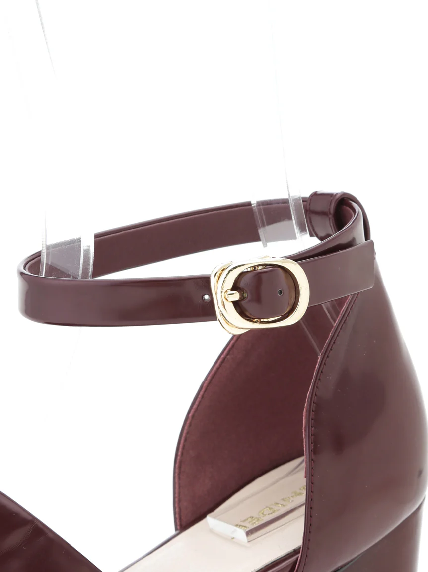 Round Closed Toe Ankle Strap Chunky High Heel Sandals - Image 7