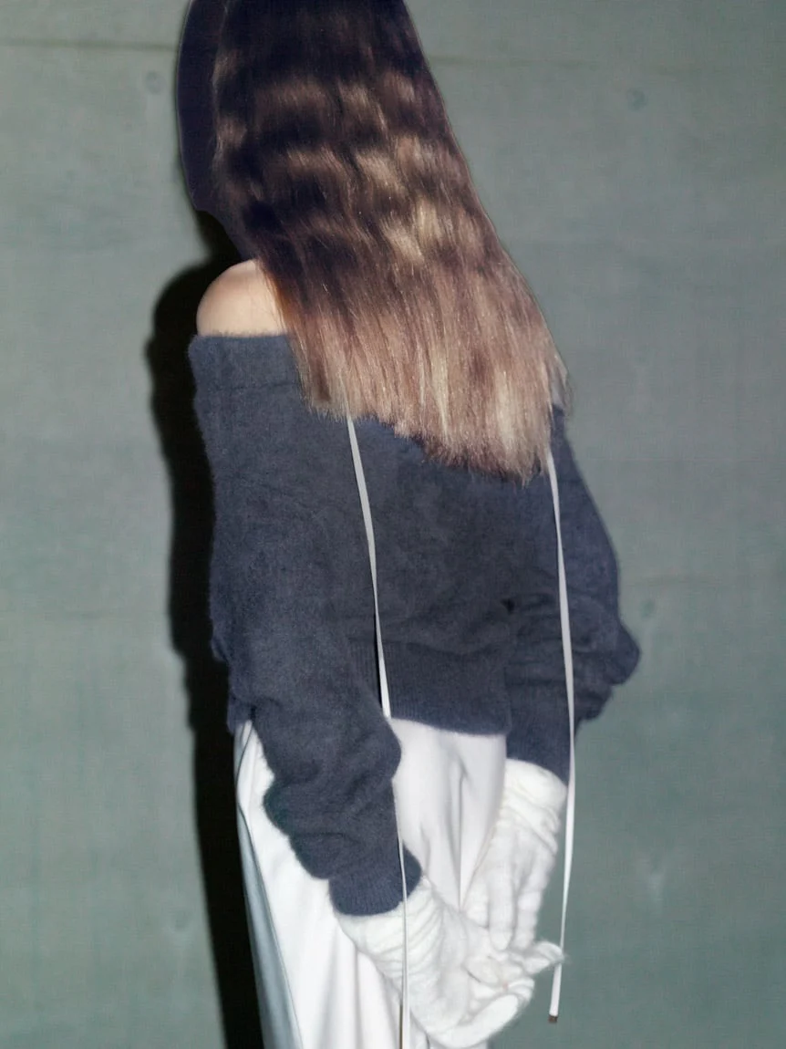 [HIGH QUALITY COLLECTION] Fox Cashmere Off-Shoulder Pullover - Image 10