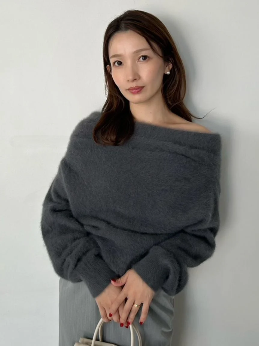 [HIGH QUALITY COLLECTION] Fox Cashmere Off-Shoulder Pullover - Image 14