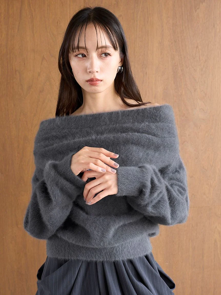[HIGH QUALITY COLLECTION] Fox Cashmere Off-Shoulder Pullover - Image 17