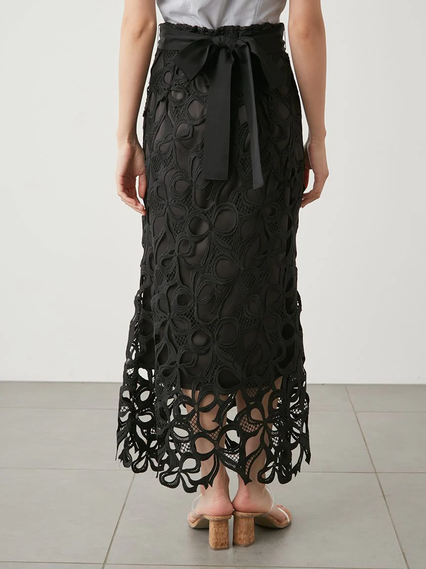 High Waisted Lace Cutout Maxi Skirt - Image 11