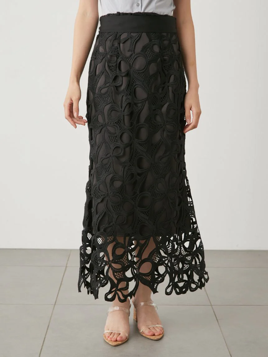 High Waisted Lace Cutout Maxi Skirt - Image 12