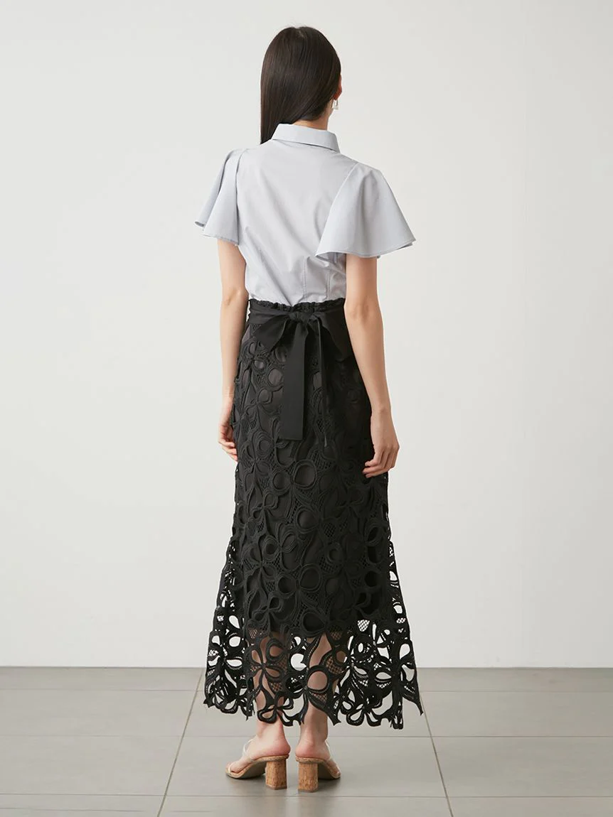 High Waisted Lace Cutout Maxi Skirt - Image 5