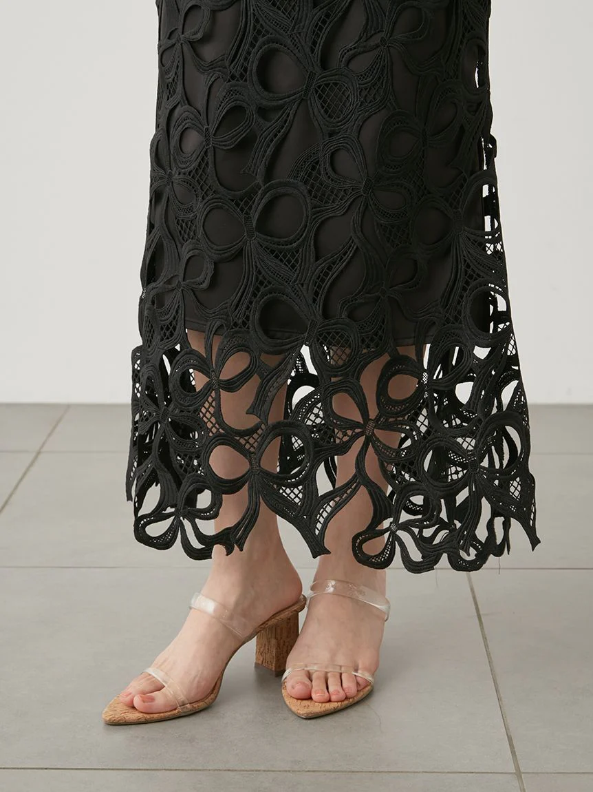 High Waisted Lace Cutout Maxi Skirt - Image 8