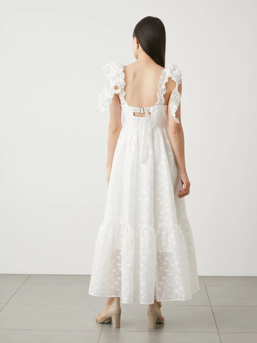 Jacquard Floral Bow Tie Midi Dress - Image 5