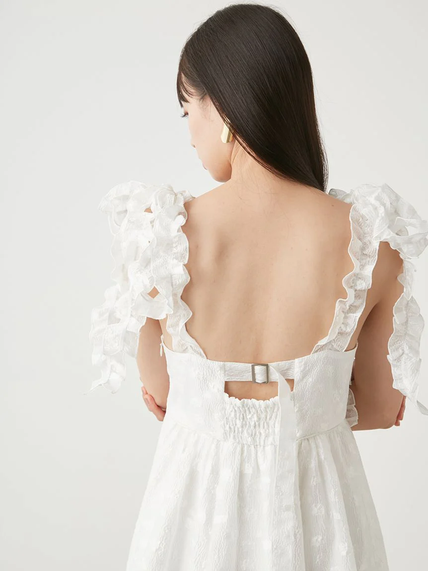 Jacquard Floral Bow Tie Midi Dress - Image 9