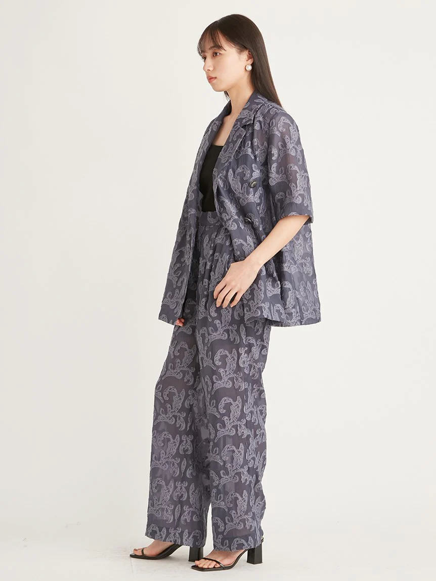 Jacquard Half Sleeve Blazer - Image 12