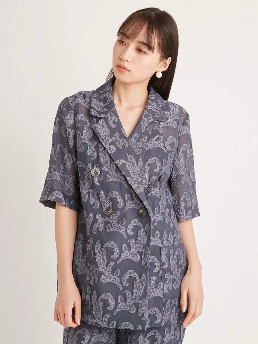 Jacquard Half Sleeve Blazer - Image 3