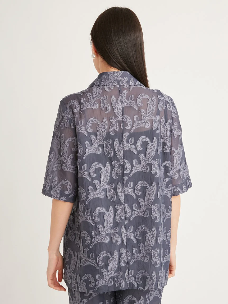 Jacquard Half Sleeve Blazer - Image 5