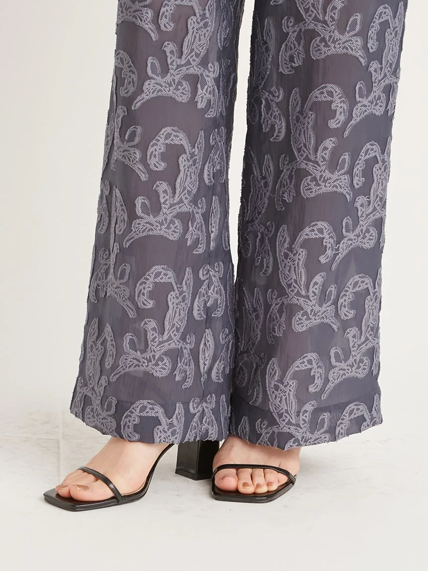 Jacquard High Waist Tuck Pants - Image 10
