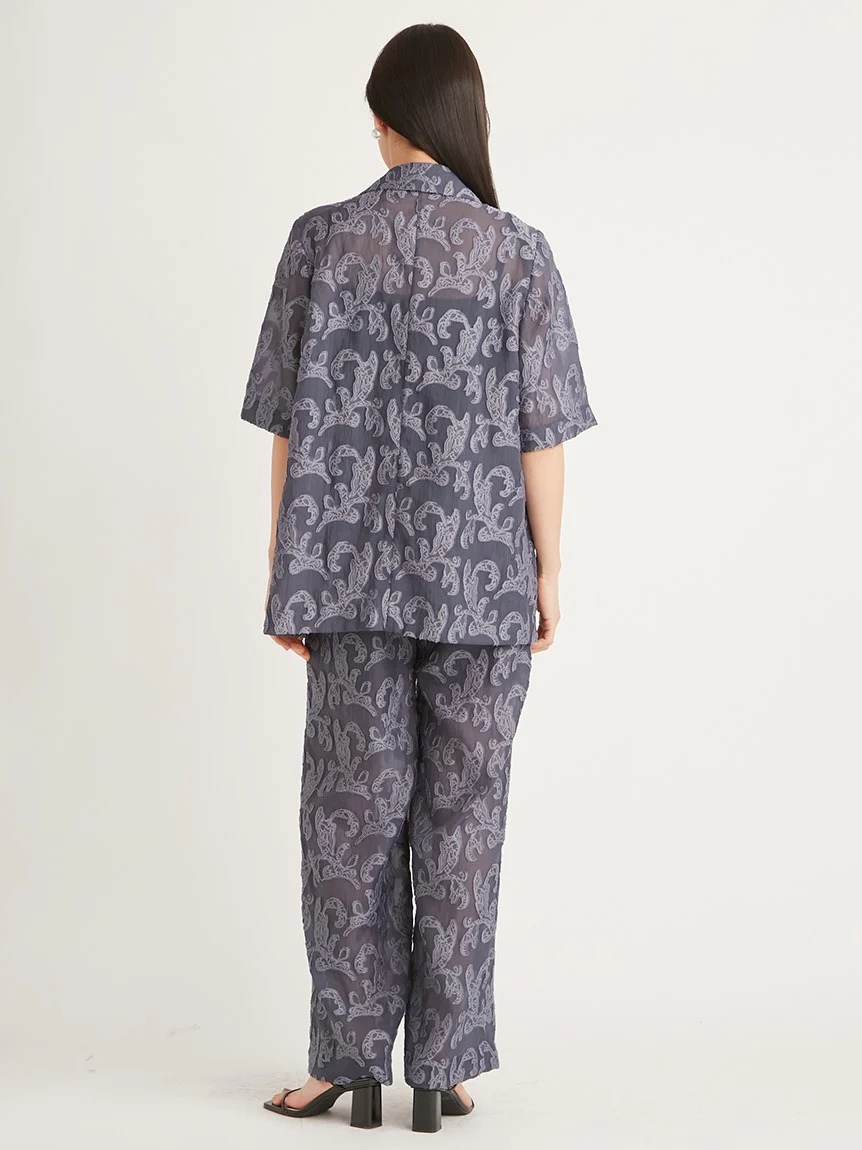 Jacquard High Waist Tuck Pants - Image 13