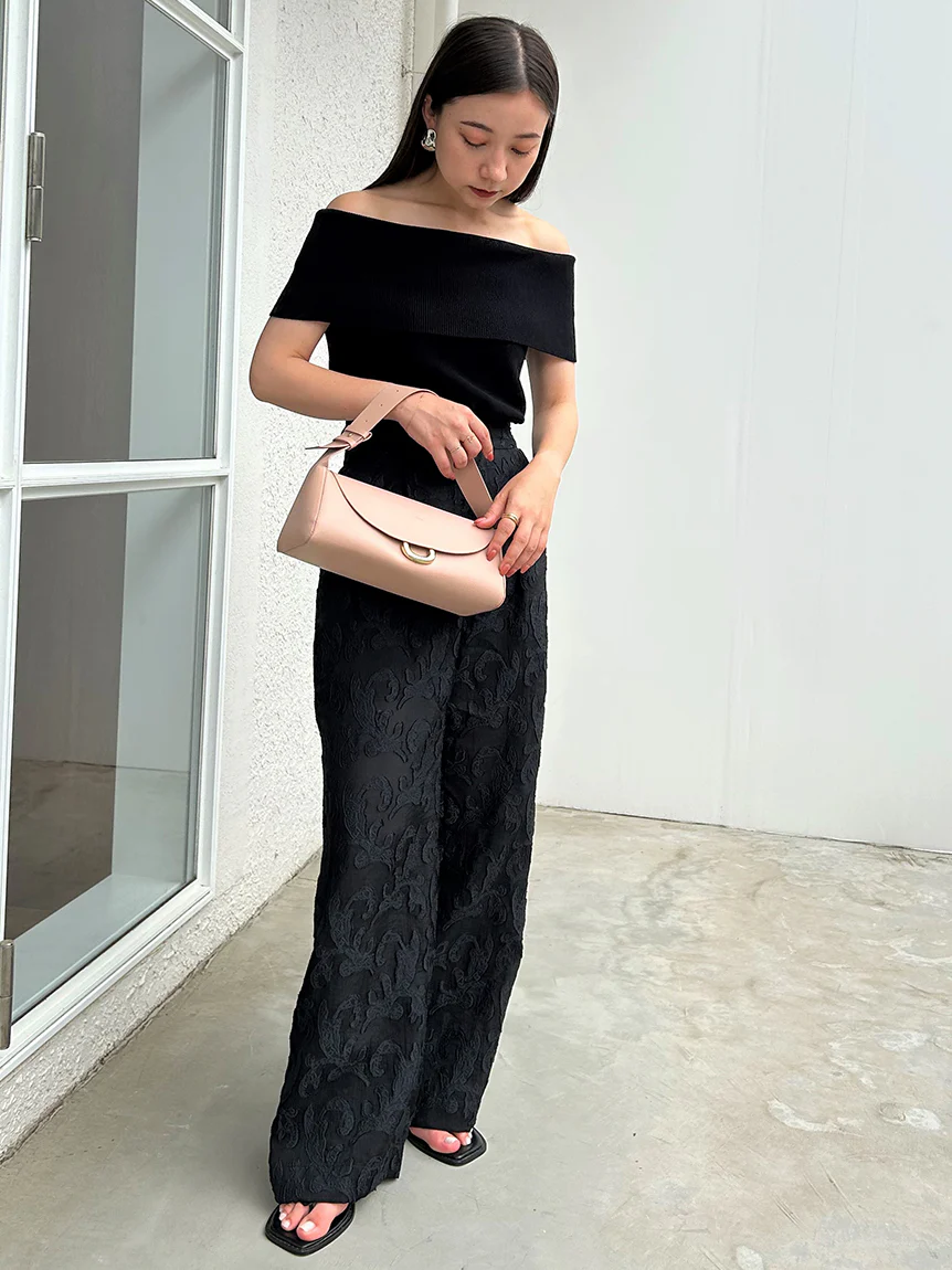 Jacquard High Waist Tuck Pants - Image 15