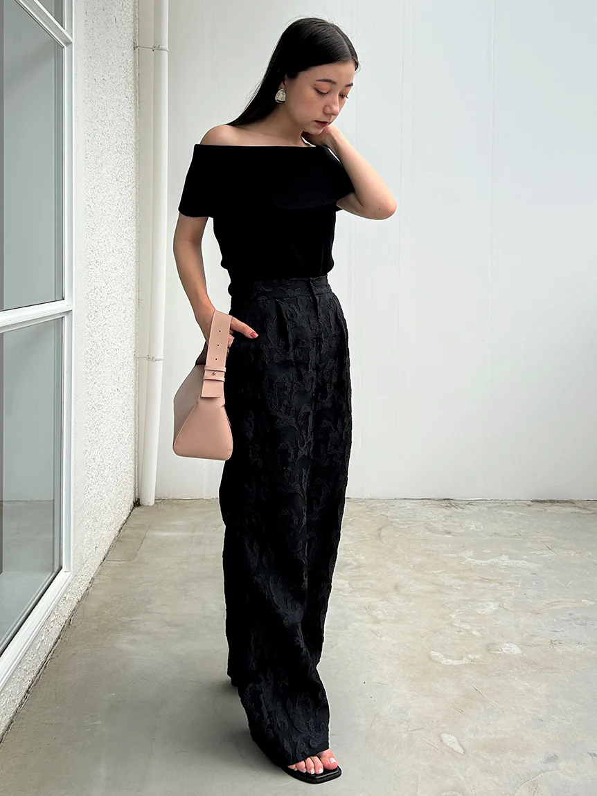 Jacquard High Waist Tuck Pants - Image 16