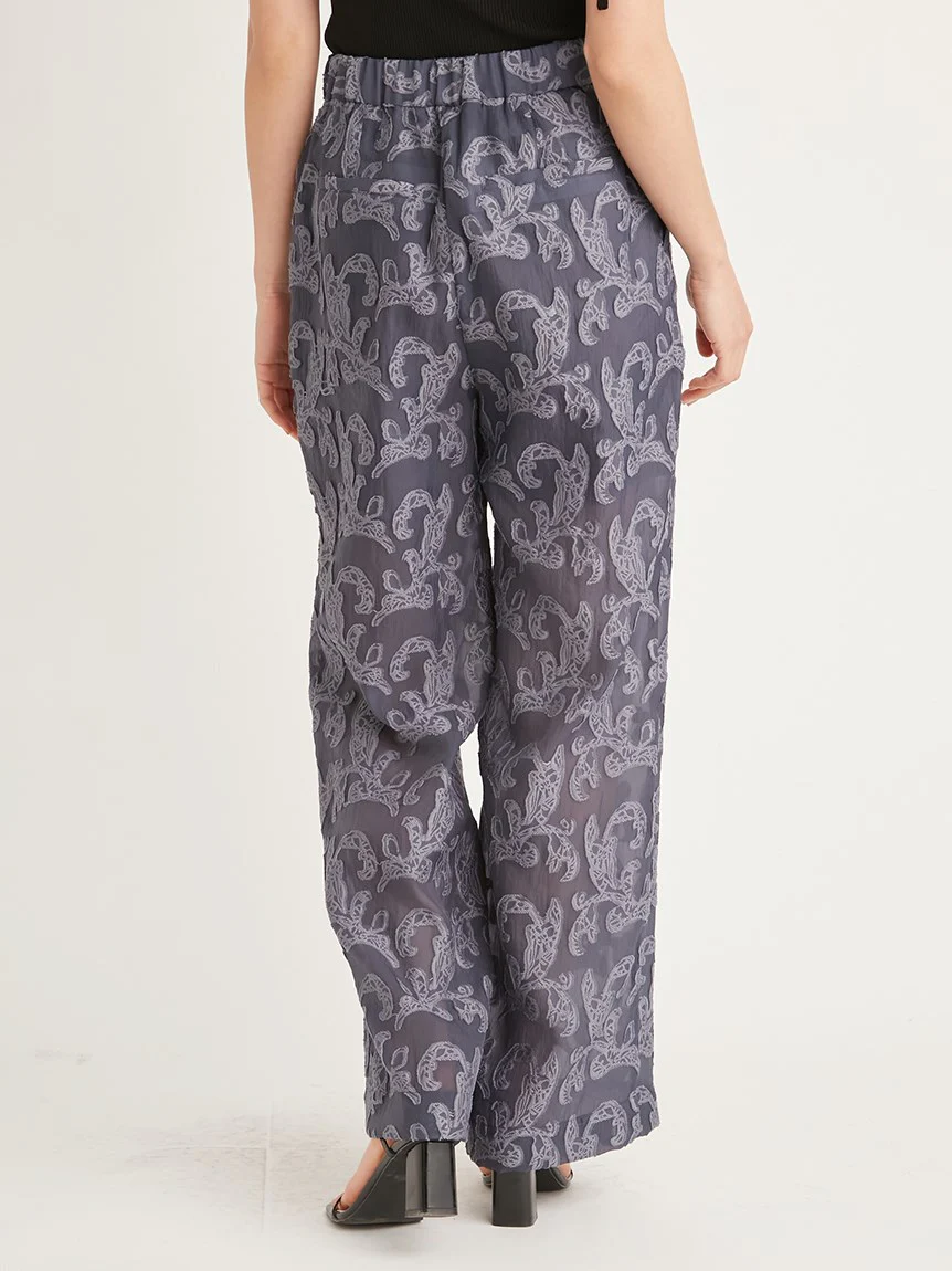 Jacquard High Waist Tuck Pants - Image 5