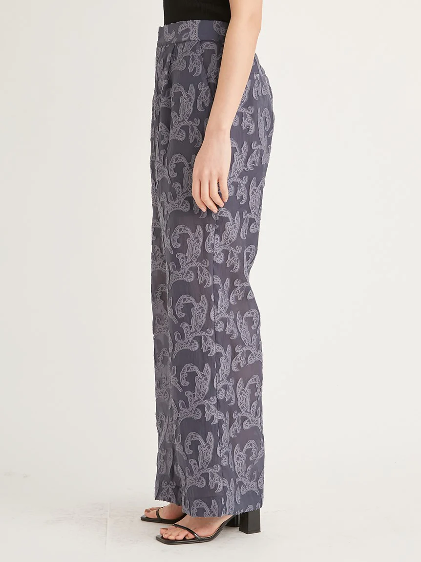 Jacquard High Waist Tuck Pants - Image 6