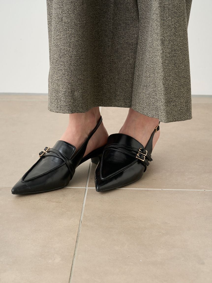 Low Heel Pointed Toe Slingback Pumps - Image 11